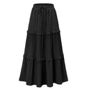 Long Flared Skirt with Ruffles and Stretch Waist
