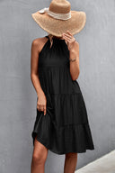 Chic High Neck Summer Dress with Flowing Skirt