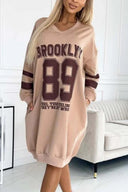 Stylish Women's Oversized V-Neck Sports Dress with Contrasting Sleeves