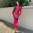 Stylish Women's Long Sleeve Midi Dress with Gradient Design