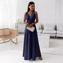 Chic Mini Dress with Deep V-Neck and Flowing Fabric