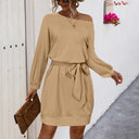 Chic Women's Mini Dress with Trendy Waist Belt