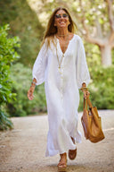 Chic Women's Long Sleeve Button Dress with Balloon Sleeves