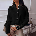 Chic Women's Blouse with Unique Button Accents