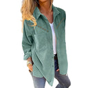 Chic Women's Cord Blouse with Stylish Snap Buttons and Pockets