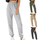 Textured Fabric Women's Pants with Elastic Waist