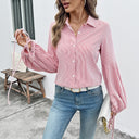 Trendy Striped Women's Blouse with Statement Sleeves
