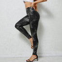 Glossy Snake Print Leggings for Women