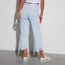 Distressed Wide-Leg Jeans with Frayed Hem for Women