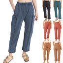 Stylish Women's Leisure Pants with Side Pockets and Elastic Waistband