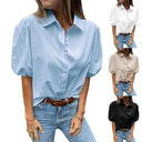 Chic Puff Sleeve Blouse with Classic Collar