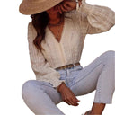 Artistic Embroidered Women's Blouse with Voluminous Sleeves