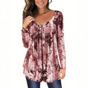 Flowing Women's Long Sleeve Blouse with Button Neckline