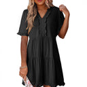 Ruffled V-Neck Women's Dress for Everyday Style