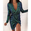 Chic V-Neck Long Sleeve Cocktail Dress for Women