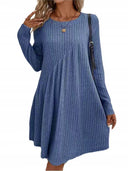 Chic Asymmetric Ribbed Dress for Women