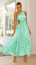 Chic Asymmetrical Women's Maxi Dress with Draped Elegance