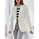 Chic Women's Blazer with Stylish Pockets and Gold Accents