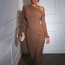 Chic Asymmetrical Neckline Maxi Dress