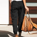 Women's Relaxed Fit Cargo Pants with Elastic Waist and Utility Pockets