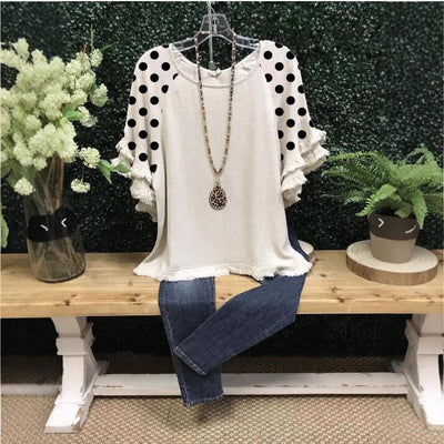 Chic Ruffled Dot Blouse for Women