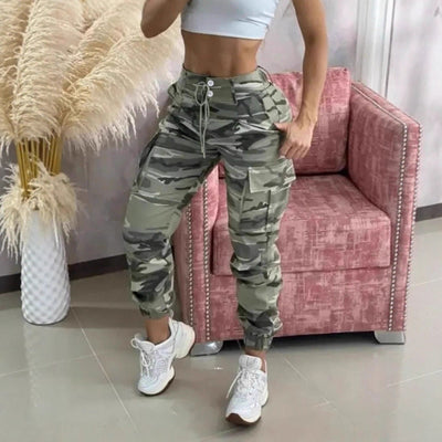 Women's Cargo Pocket Pants with Elastic Waist