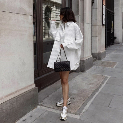 Striped Oversized Shirt Dress for Women
