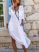 Chic Long Sleeve Beach Dress with Pockets
