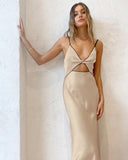 Chic Women's Long Dress with Stylish Neckline