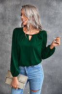 Chic V-Neck Blouse with Puff Sleeves