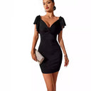 Chic V-Neck Mini Dress with Ruffle Accents