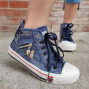 Trendy Women's High-Top Sneakers with Zipper Accents