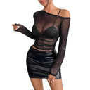 Chic Transparent Blouse with Glitter Accents
