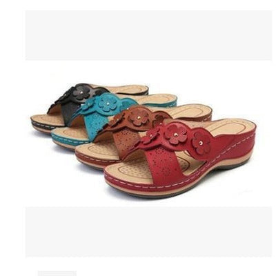 Ladies' Casual Slippers with Flower Appliqués by Heidi-Mode