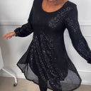Chic Puff Sleeve Glitter Evening Dress