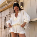 Women's Ruffled Hem Blouse Set – Stylish and Chic