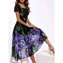 Floral Print Midi Dress with Flowing Hem