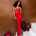 Women's Floor-Length Shimmering Waist Dress with Gathered Skirt