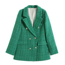 Chic Double Quilted Check Blazer for Women