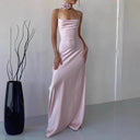 Chic Maxi Dress for Women - Slim Spaghetti Straps & Deep Neckline