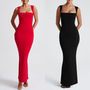 Chic Women's Long Sleeve Bodycon Dress with Square Neckline