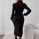 Chic Ribbed Knitted Dress for Women