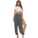 Chic Women's Palazzo Pants with Side Slits and Stretch Waistband