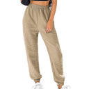 Textured Fabric Women's Pants with Elastic Waist