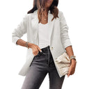 Chic Women's Blazer with Unique Cut and Button Accents