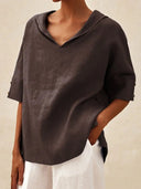 Chic Hooded Linen Blouse for Women