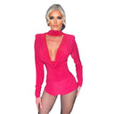 Chic Deep V-Neck Long Sleeve Bodysuit for Women