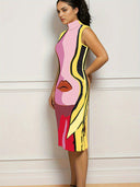 Chic Midi Dress with Contemporary Print for Women