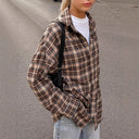 Women’s Checkered Flannel Shirt with Chic Design and Stylish Sleeves