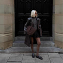 Chic Women's Faux Leather Blazer Jacket